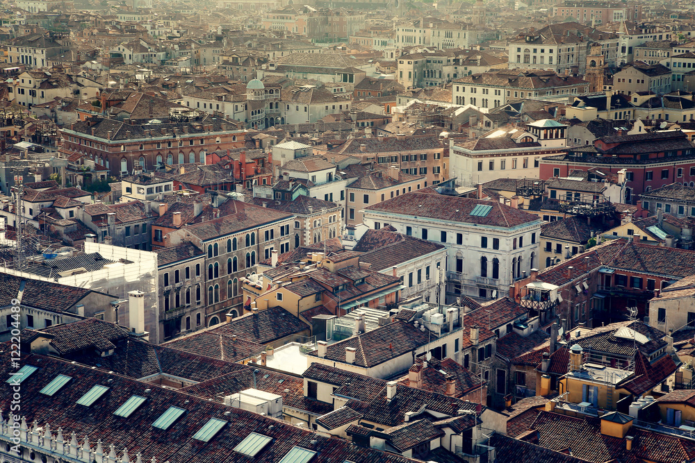 Aerial view of old city of Venice, Italy. European travel destination, vacation and architecture concept