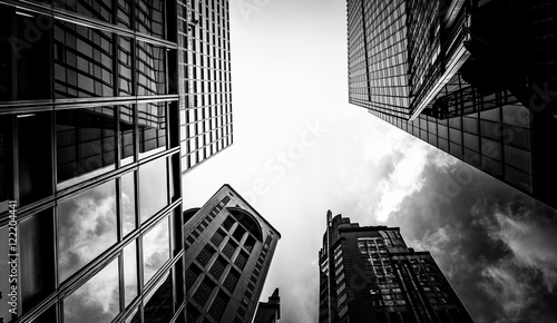 Photography windows of business building with B&W color