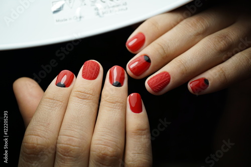 Canvas Print Awesome nails and beautiful clean manicure
