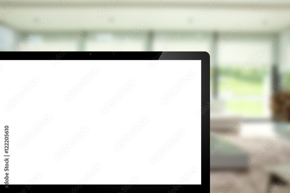 laptop is not full screen on blurred hallway background laptop is not full screen on blurred hallway background