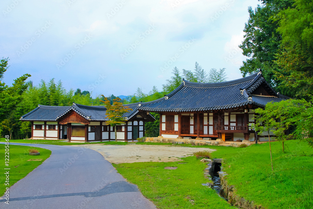 traditional garden house  / A view of traditional garden house in the forest in korea 