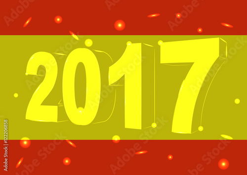 Новый 2017 год на фоне флага Испании