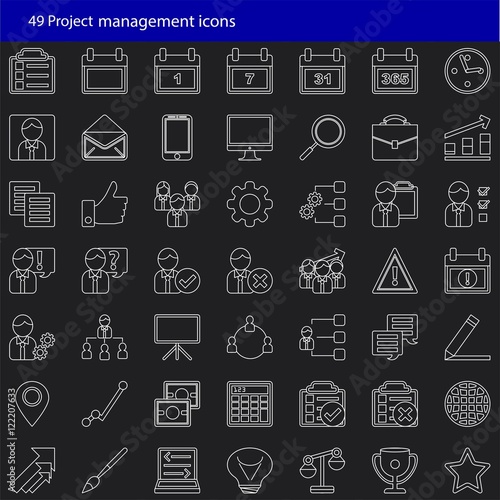 Set of 49 modern project management vector icons