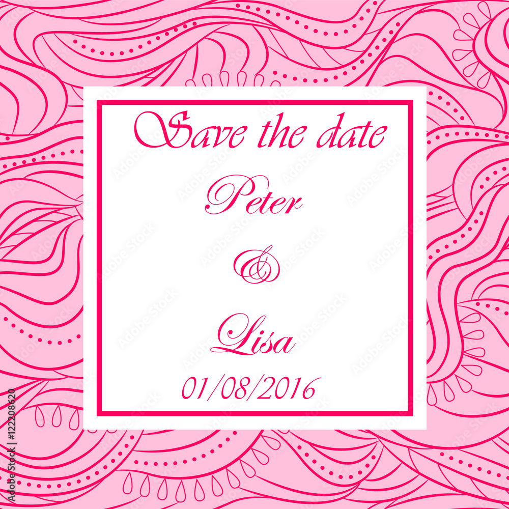 Wedding invitation waves background pink