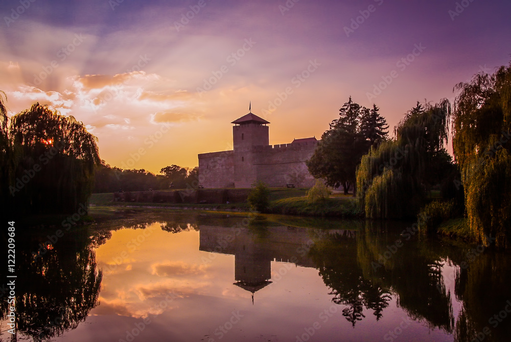 Castle in Gyula at night