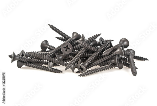 Black screws isolated on a white background