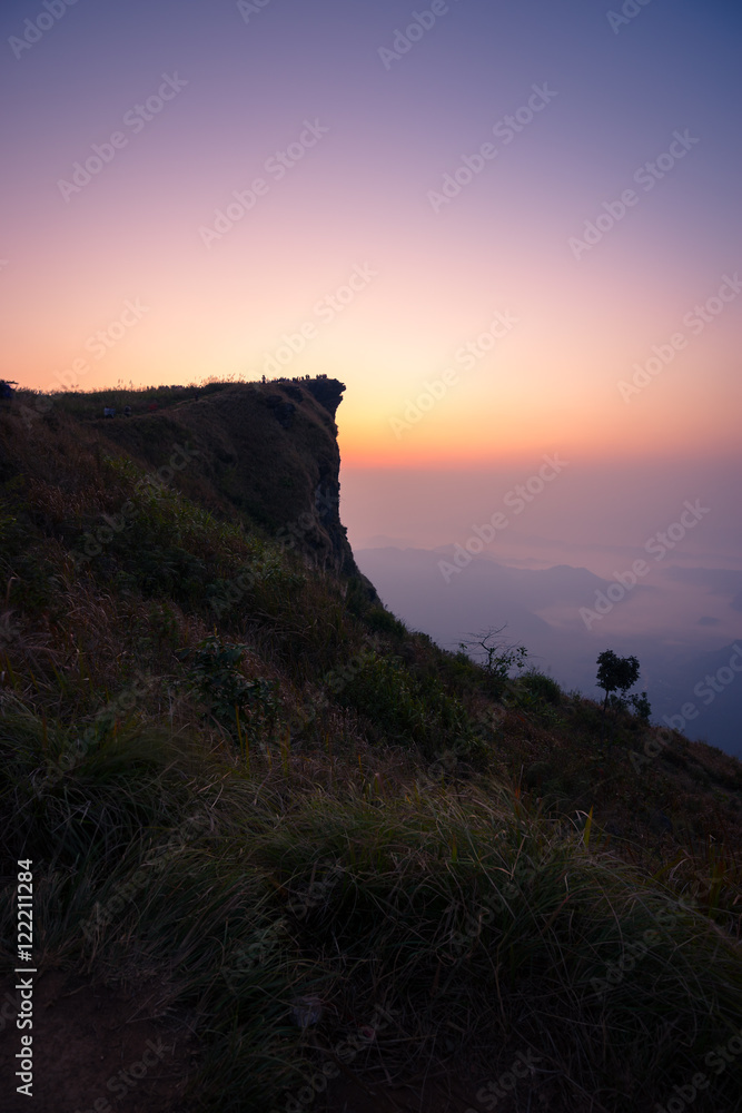 Fototapeta premium Beautiful sunrise at Phu Chi Fa, Chiang Rai