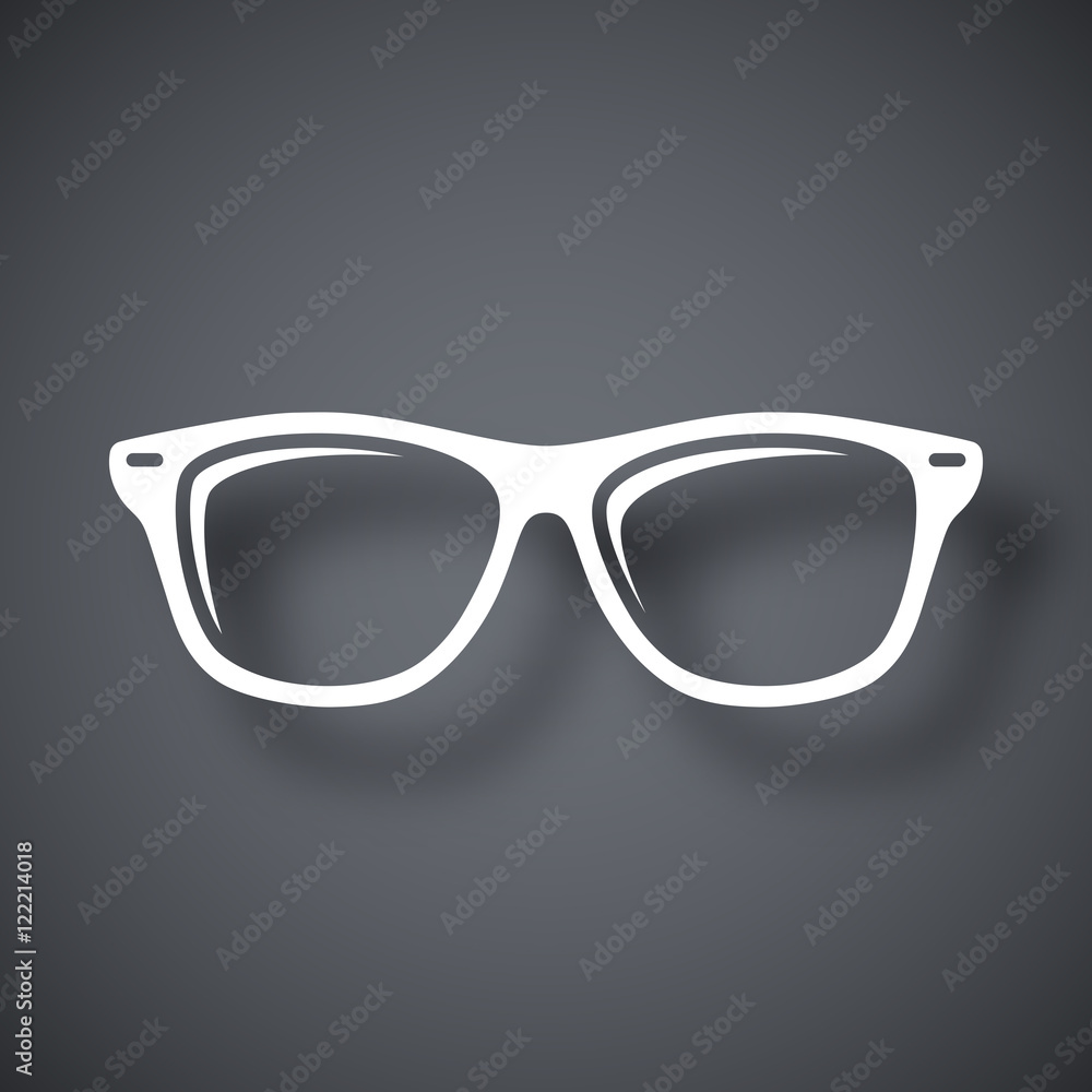 Vector Glasses icon. Glasses simple icon on a dark gray background Vector Glasses icon. Glasses simple icon on a dark gray background