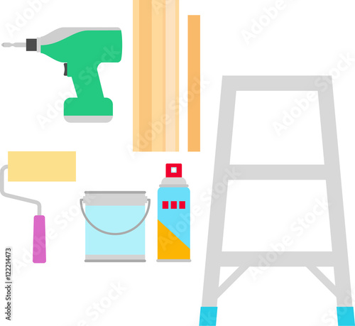 日曜大工の道具のイラストセット