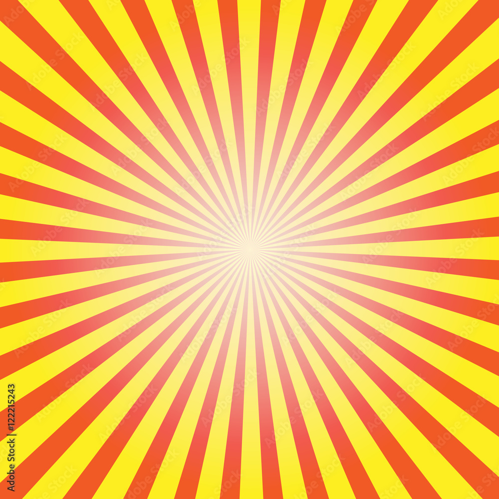 Rising or setting sun with sun rays in yellow. Vector illustration. Rising or setting sun with sun rays in yellow. Vector illustration.