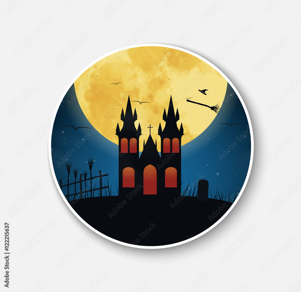 Sticker (icon) for Halloween night scenery