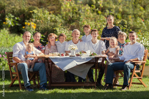 Most beautiful happy family in garden