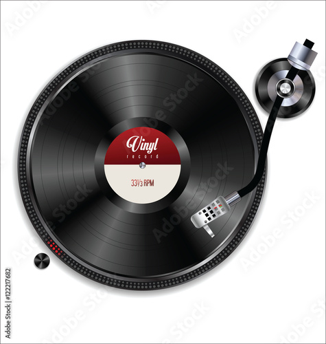 Gramophone vinyl player playing record