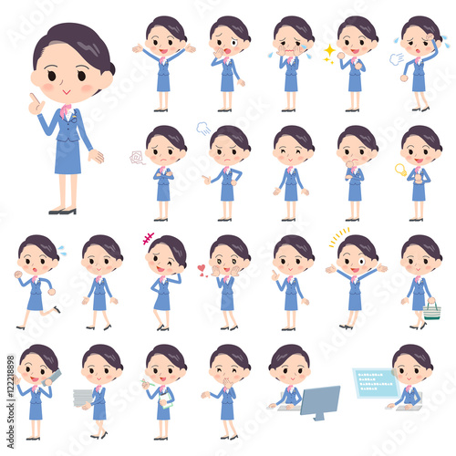 Cabin attendant blue woman