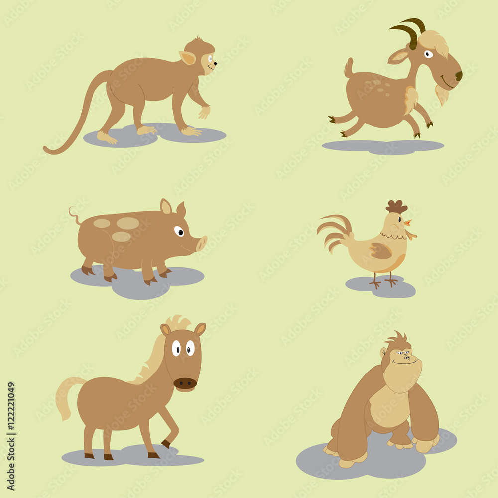 Set of cute cartoon animals Set of cute cartoon animals