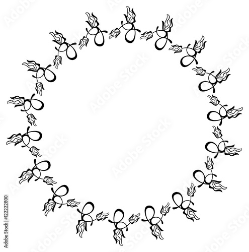 Silhouette round frame with abstract flower ornament. Design element for banners, labels, greeting cards and wedding invitations. Copy space. Vector template.