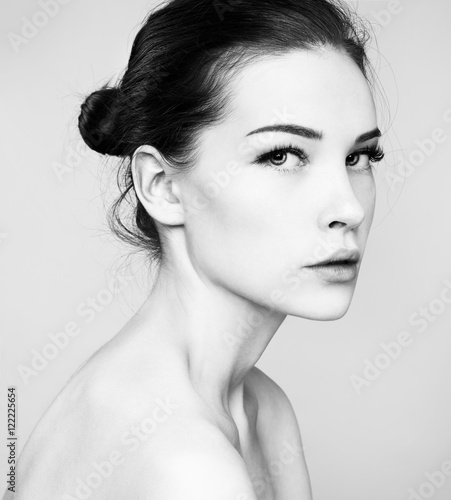 Fashion studio photo of elegant lady half-face