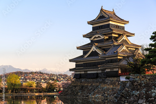 Matsumoto castle with warm light in morning