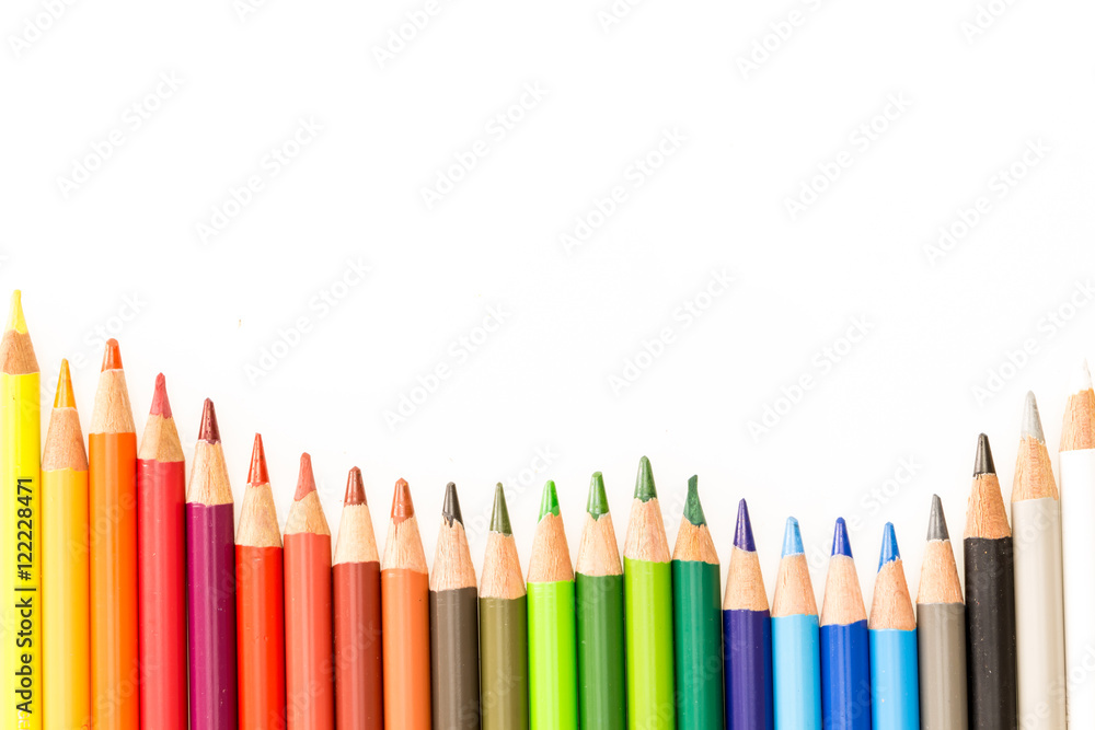 Bunch of colorful pencils, on white background with copy-space. Bunch of colorful pencils, on white background with copy-space.