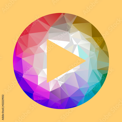 Play media button icon with triangle abstract pattern