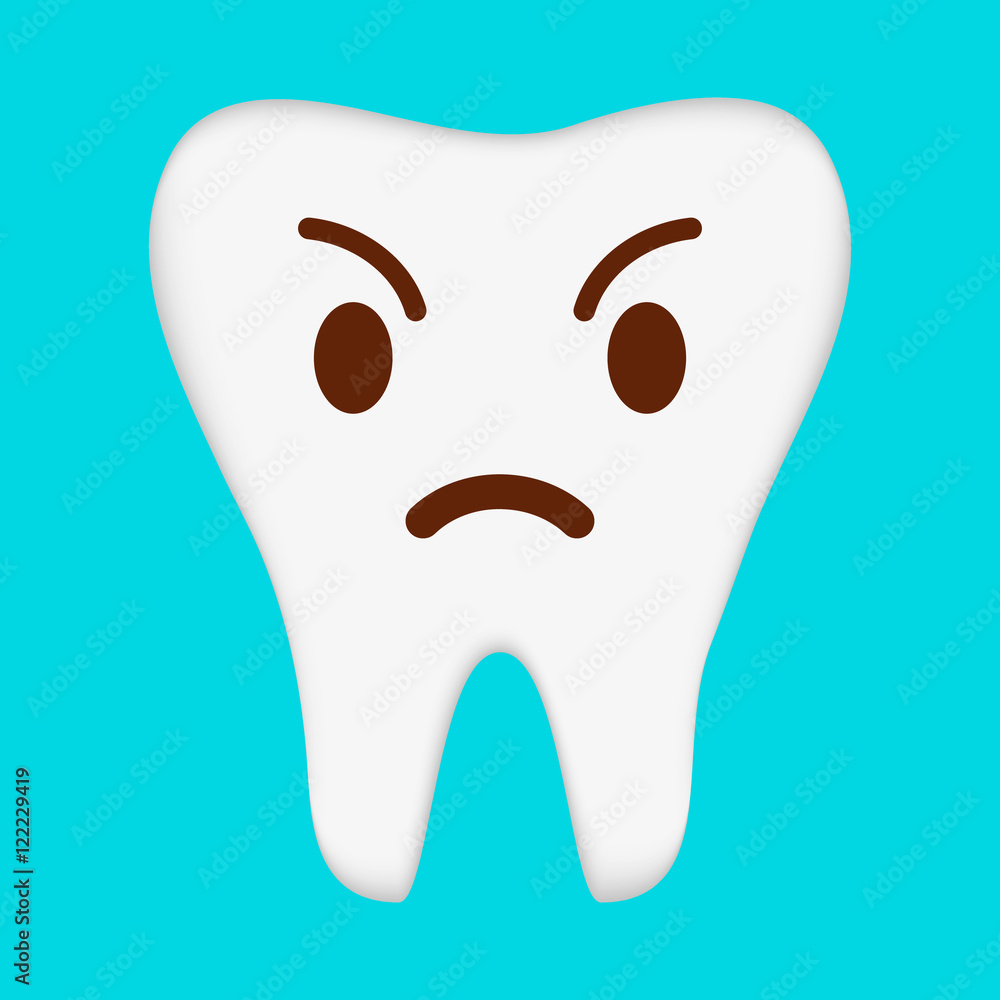 Sick tooth character. Vector flat cartoon illustration Sick tooth character. Vector flat cartoon illustration