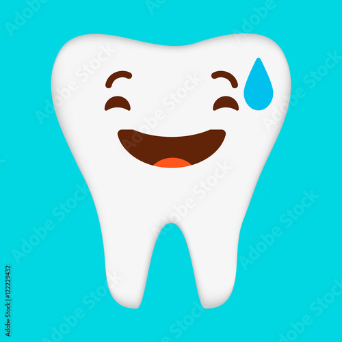 Healthy tooth icon, Laughing Emoticon. Smile icon. Isolated Vector Illustration