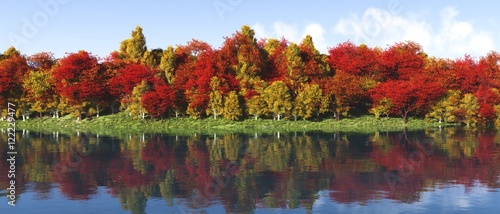 beautiful autumn landscape. autumn forest lake.