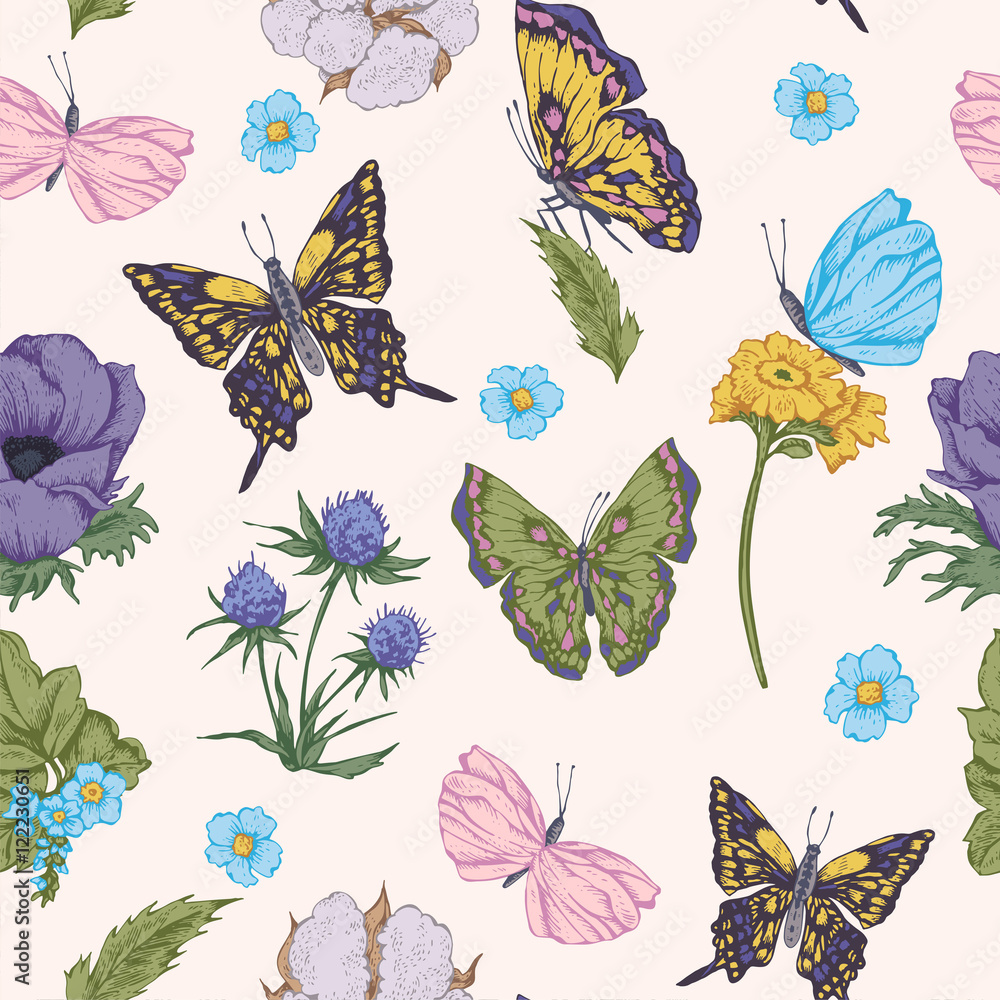 Seamless background with butterflies Seamless background with butterflies