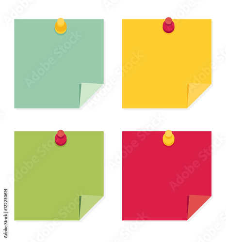 Flat design of colorful pinned sticky notes. infographics