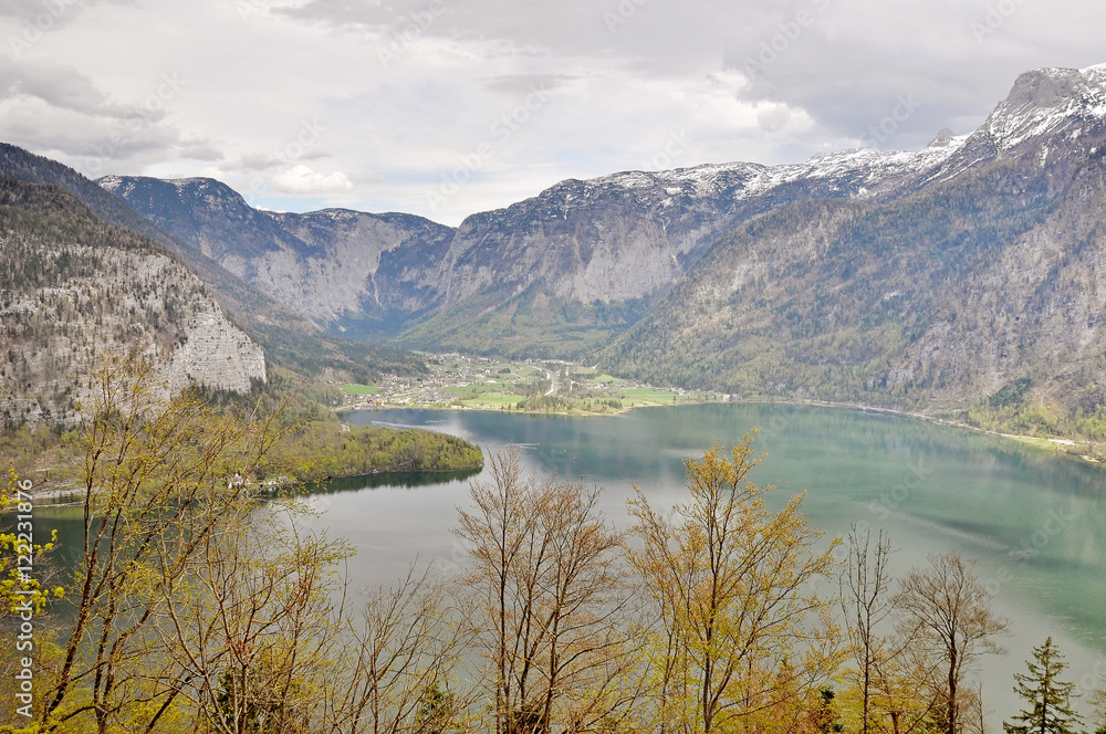 lake view and hallstatt village viewing platform in the cloud
