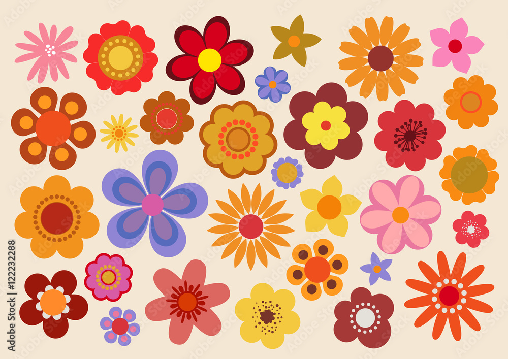 Fleurs des années soixante-dix (part 3) Stock Vector | Adobe Stock
