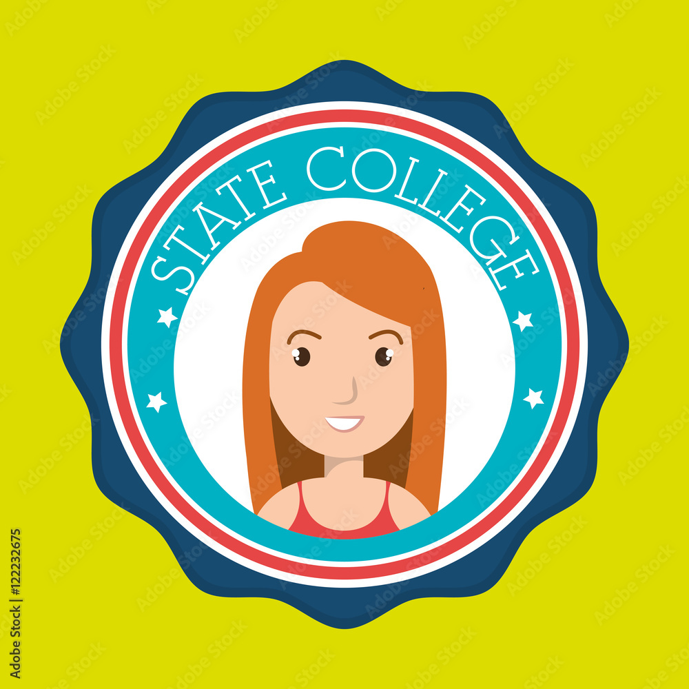 state college student emblem woman vector illustration eps 10 state college student emblem woman vector illustration eps 10
