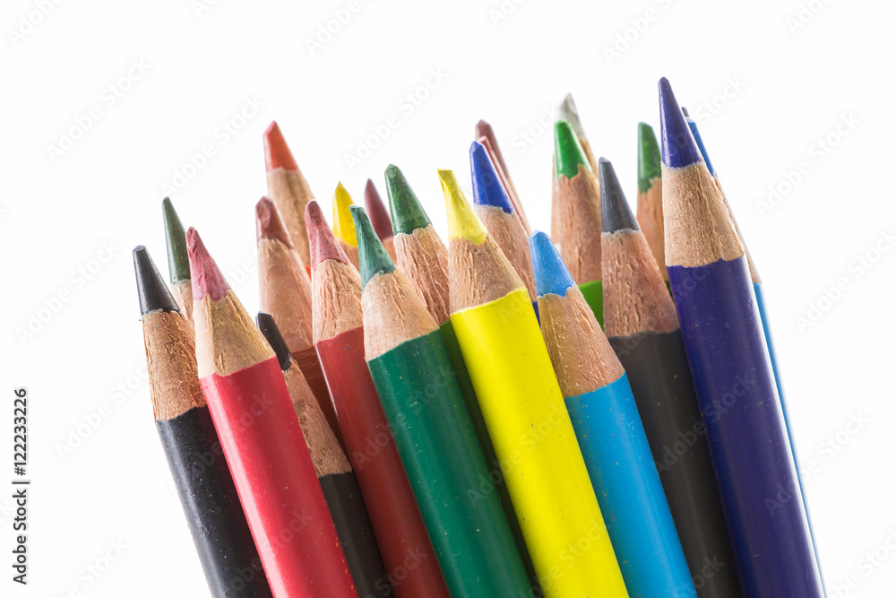 Bunch of colorful pencils, on white background Bunch of colorful pencils, on white background