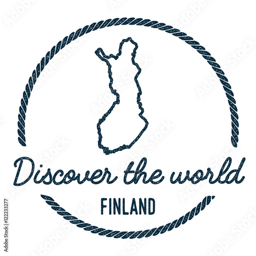 Finland Map Outline. Vintage Discover the World Rubber Stamp with Finland Map. Hipster Style Nautical Rubber Stamp, with Round Rope Border. Country Map Vector Illustration.