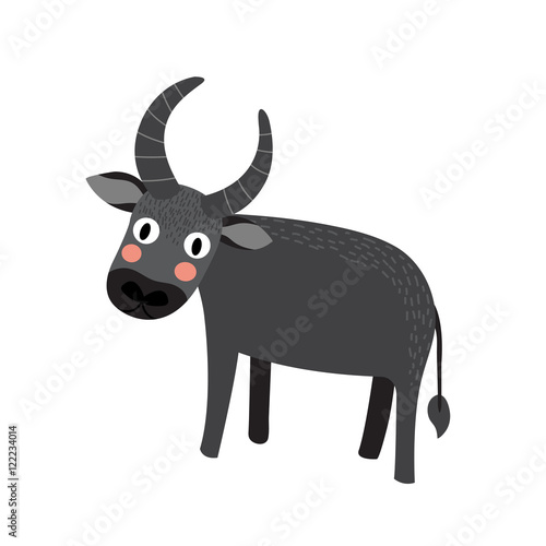 Buffalo cartoon character. Isolated on white background. Vector illustration.
