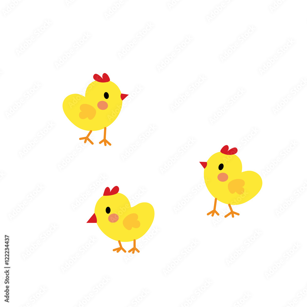 Chicks animal cartoon character. Isolated on white background. Vector illustration.