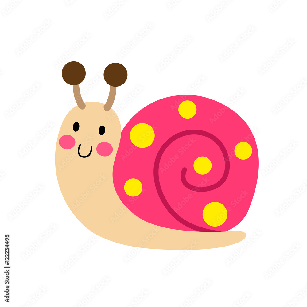 Fototapeta premium Colorful Snail animal cartoon character. Isolated on white background. Vector illustration.