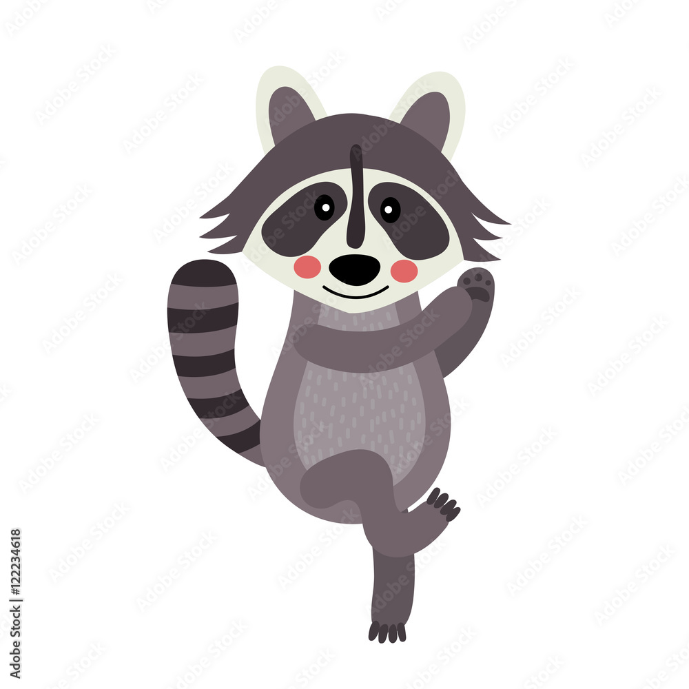 Dancing Raccoon animal cartoon character. Isolated on white background ...
