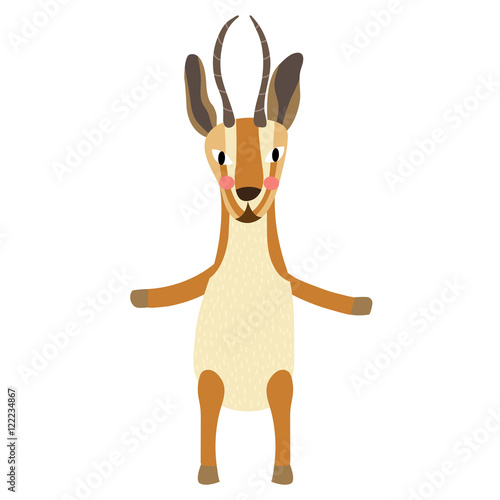 Gazelle standing on two legs animal cartoon character. Isolated on white background. Vector illustration. photo