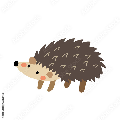 Hedgehog animal cartoon character. Isolated on white background. Vector illustration.