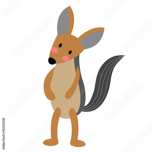 Jackal standing on two legs animal  cartoon character. Isolated on white background. Vector illustration.