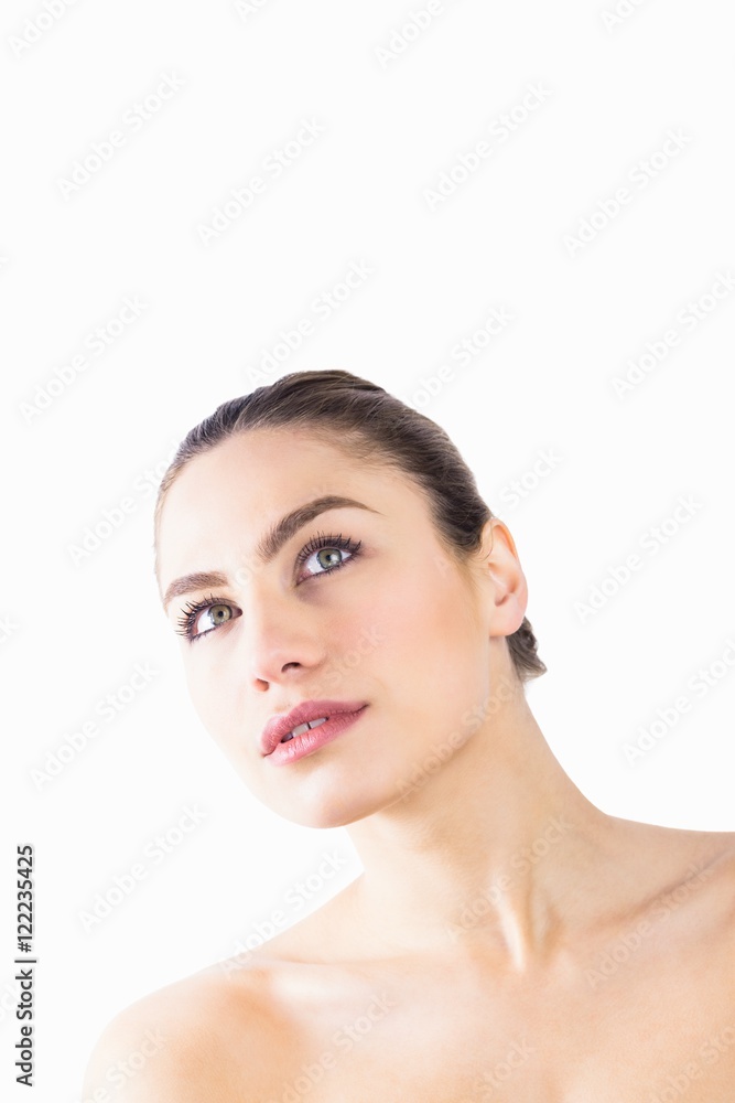 Beautiful woman posing against white background Beautiful woman posing against white background