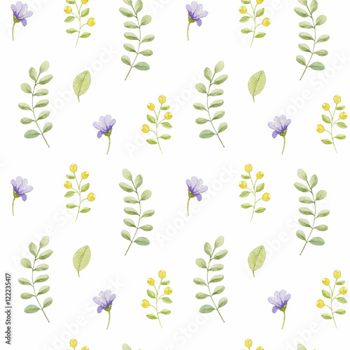 Seamless watercolor pattern with flowers.