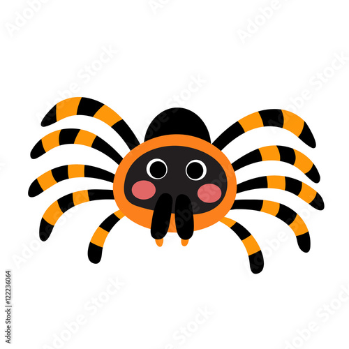 Red Knee Tarantula animal cartoon character. Isolated on white background. Vector illustration.