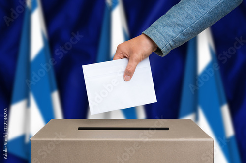 Election in Scotland - voting at the ballot box