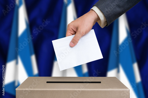 Election in Scotland - voting at the ballot box