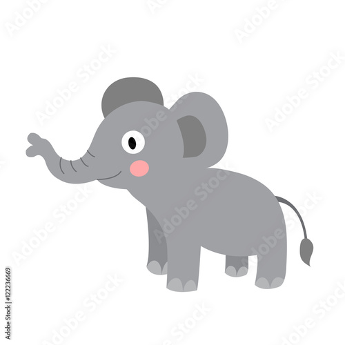 Standing Elephant animal cartoon character. Isolated on white background. Vector illustration.