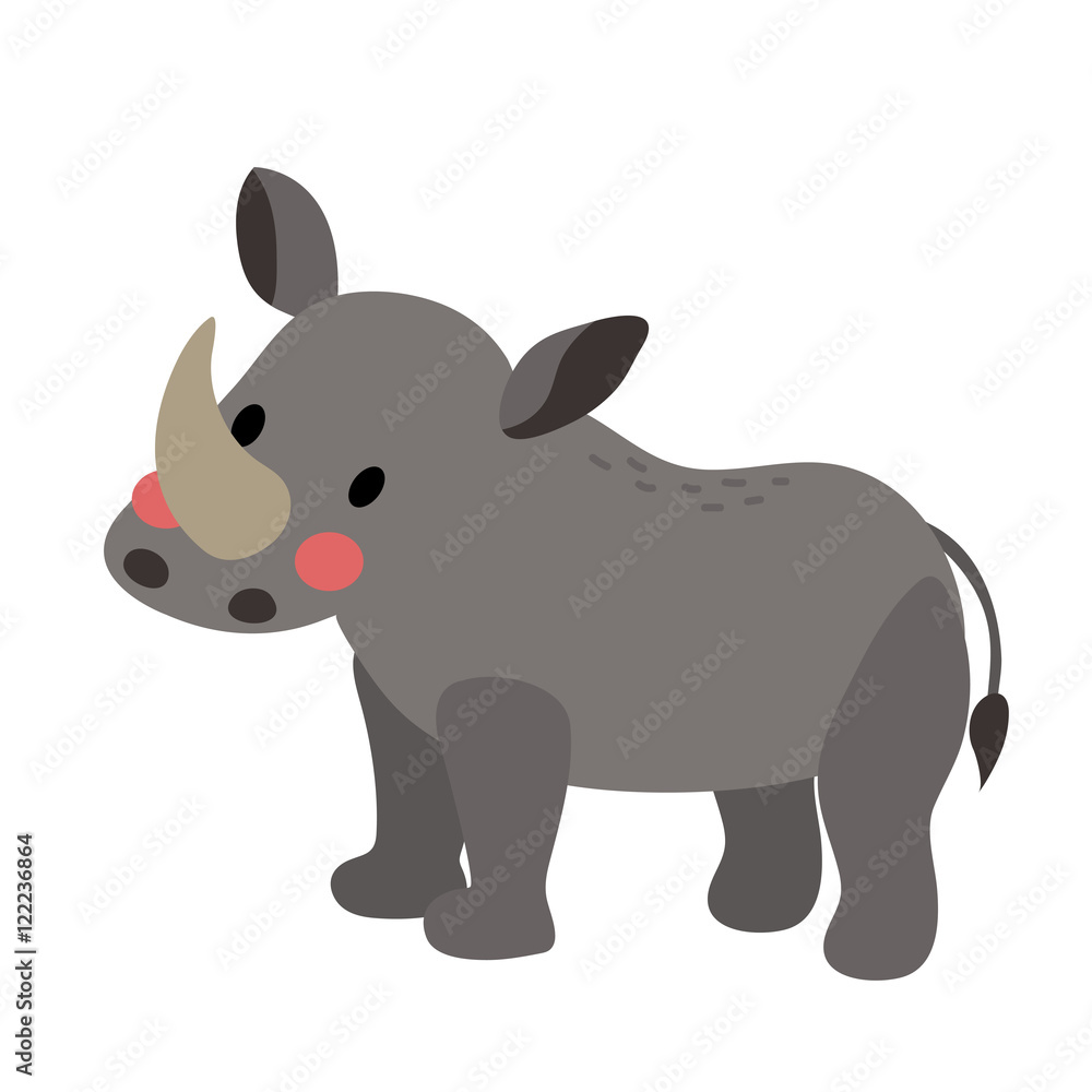 Standing Rhinoceros animal cartoon character. Isolated on white background. Vector illustration. Standing Rhinoceros animal cartoon character. Isolated on white background. Vector illustration.