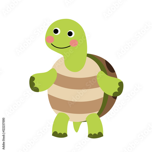 Turtle standing on two legs animal cartoon character. Isolated on white background. Vector illustration.