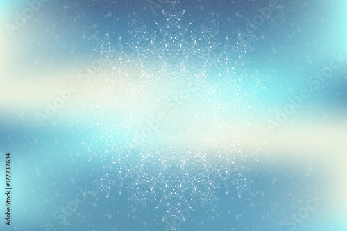Geometric abstract connected line with dots. Big data visualization. Molecule and communication background. Social network information. Modern technology concept. Vector illustration.
